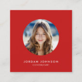 シンプル写真の編集可能な色を追加するミニマル スクエア名刺 (正面)