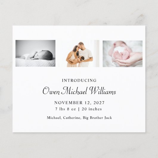 シンプル写真の誕生のお知らせクリスマスカード (裏面)