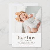 シンプル写真の誕生発表 |女の子誕生 招待状 (正面)