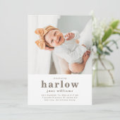 シンプル写真の誕生発表 |女の子誕生 招待状 (スタンド正面)