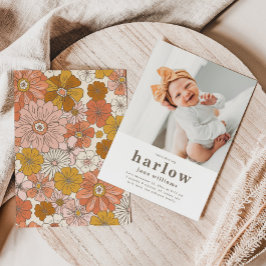 シンプル写真の誕生発表 |女の子誕生 招待状