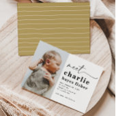 シンプル写真の誕生発表 |少年の誕生 招待状