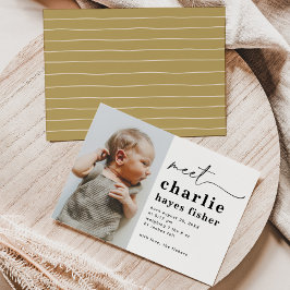 シンプル写真の誕生発表 |少年の誕生 招待状