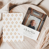 シンプル写真の誕生発表 |少年の誕生 招待状