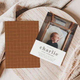 シンプル写真の誕生発表 |少年の誕生 招待状