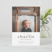 シンプル写真の誕生発表 |少年の誕生 招待状 (スタンド正面)