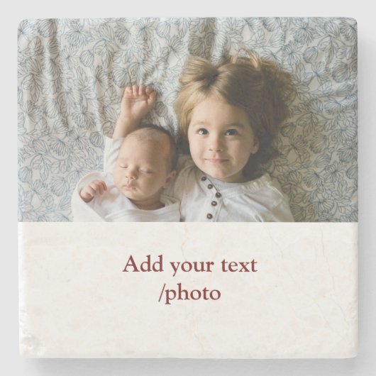 シンプル写真の追加ミニマル文字クリスマス ストーンコースター (正面)