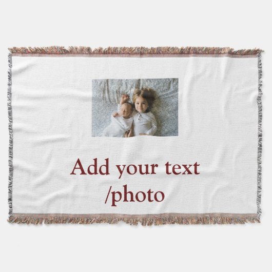 シンプル写真の追加ミニマル文字クリスマス スローブランケット (正面)