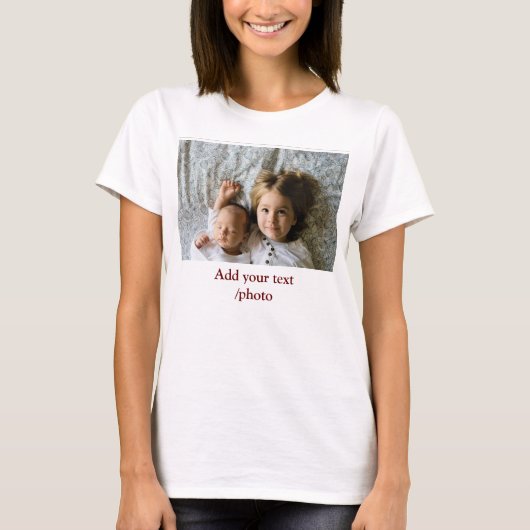 シンプル写真の追加ミニマル文字クリスマス Tシャツ (正面)