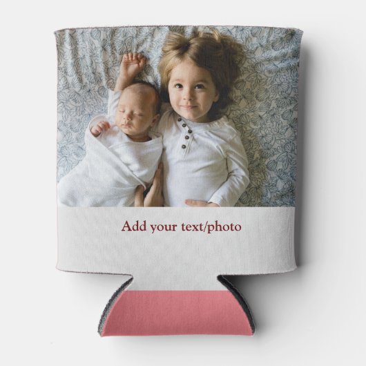 シンプル写真の追加ミニマル文字クリスマスC 缶クーラー (正面)