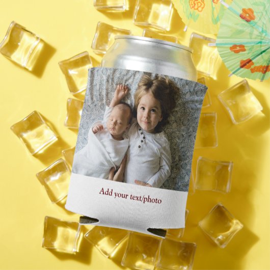 シンプル写真の追加ミニマル文字クリスマスC 缶クーラー (インサイチュ 夏)