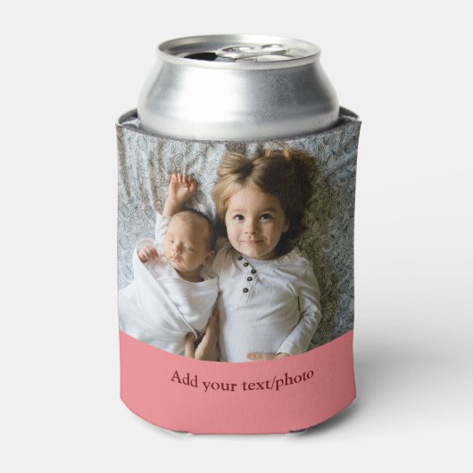 シンプル写真の追加ミニマル文字クリスマスC 缶クーラー (缶正面)