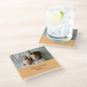 シンプル写真の追加ミニマル文字CHRISTMAS S ガラスコースター (アングル)