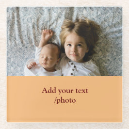 シンプル写真の追加ミニマル文字CHRISTMAS S ガラスコースター