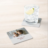 シンプル写真の追加ミニマル文字CHRISTMAS S スクエアペーパーコースター (インサイチュ)