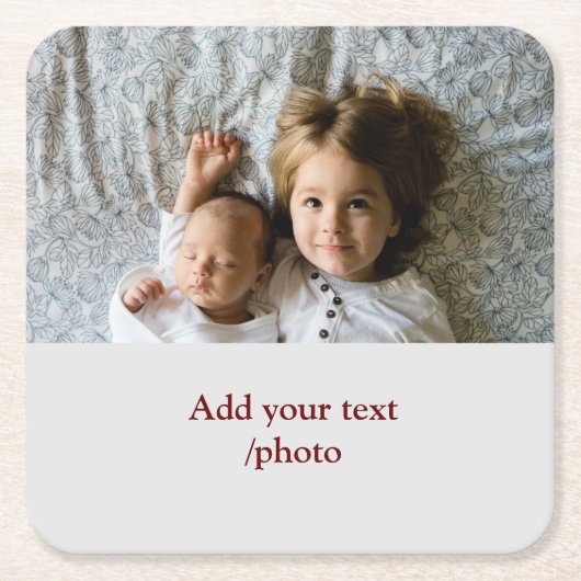 シンプル写真の追加ミニマル文字CHRISTMAS S スクエアペーパーコースター (正面)