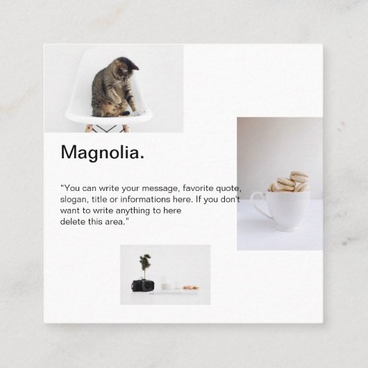 シンプル写真の追加ミニマル スクエア名刺 (裏面)