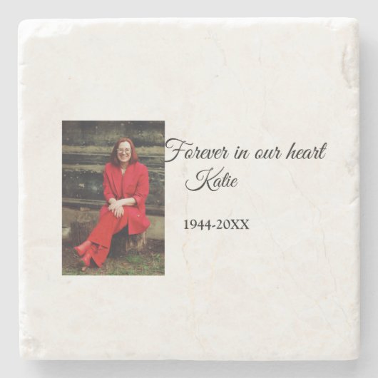 シンプル写真の追加文字メモリアル記念 ストーンコースター (正面)