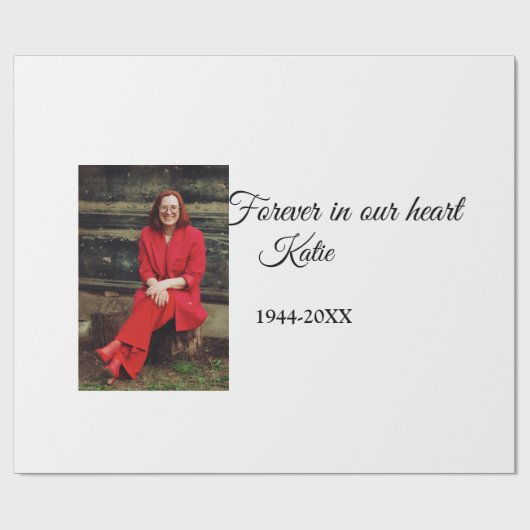 シンプル写真の追加文字メモリアル記念 ラッピングペーパー (フラット)