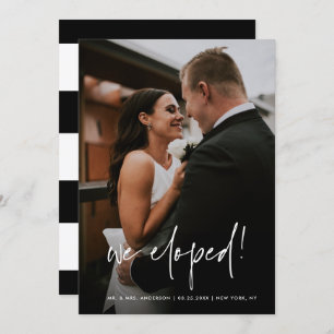 シンプル写真の駆け落ち時の手書きスクリプ結婚ト 案内状