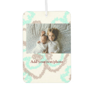 シンプル写真を追加ミニマル文字青グリッターTh カーエアーフレッシュナー