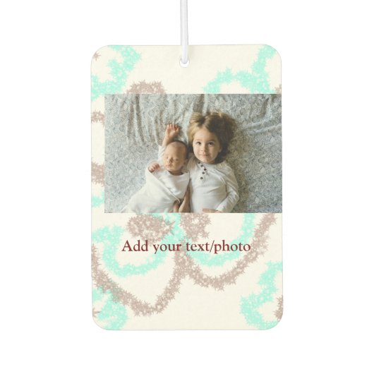 シンプル写真を追加ミニマル文字青グリッターTh カーエアーフレッシュナー (正面)