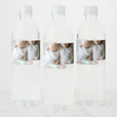 シンプル写真を追加ミニマル文字青グリッターTh ペットボトルラベル (ボトル)