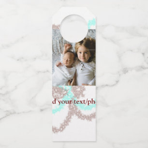 シンプル写真を追加ミニマル文字青グリッターTh ボトルネックタグ