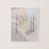 シンプル写真ウェディング日付の保存招待状 ジグソーパズル (縦)