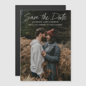 シンプル写真ウェディング日付磁石を保存 (正面/裏面)