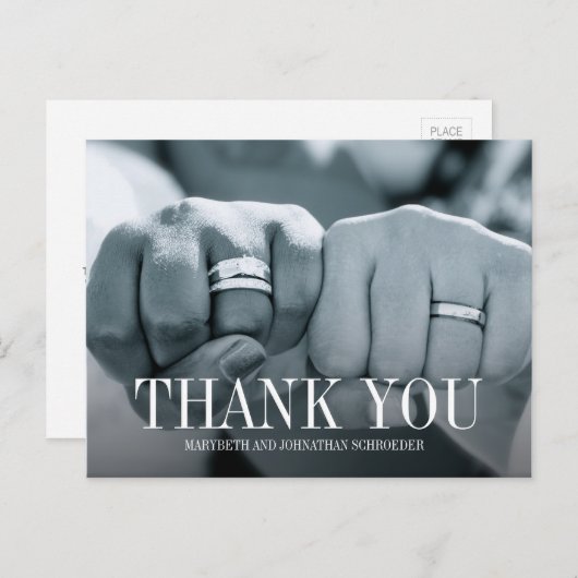 シンプル写真エレガントおよ結婚り感謝はがき ポストカード (正面/裏面)