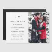 シンプル写真エレガントな結婚式の日付を保存 マグネット招待状 (正面/裏面)