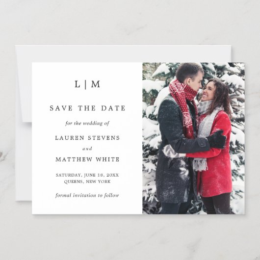 シンプル写真エレガントな結婚式の日付を保存 マグネット招待状 (正面)