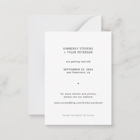 シンプル写真エレガントのスクリプト結婚式の日付を保存 ノートカード (裏面)