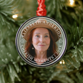 シンプル写真エレガントの白いクラシックスクリプトリタイア メタルオーナメント