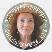 シンプル写真エレガントの白いクラシックスクリプトリタイア ラウンドシール (正面)