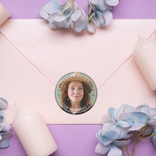 シンプル写真エレガントの白いクラシックスクリプトリタイア ラウンドシール