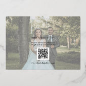 シンプル写真エレガントウェディング日付の保存 箔招待状 (裏面)