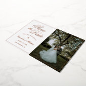 シンプル写真エレガントウェディング日付の保存 箔招待状 (回転した状態)