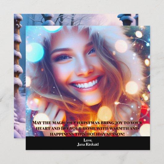 シンプル写真エレガントクリスマスカード 招待状 (正面/裏面)