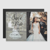 シンプル写真エレガントコラージュ結婚式の日付の保存 マグネット招待状 (正面/裏面)
