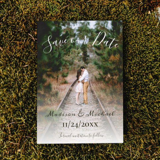 シンプル写真エレガントセーブ・ザ・デート案内 招待状