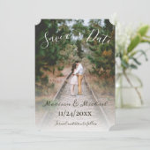 シンプル写真エレガントセーブ・ザ・デート案内 招待状 (スタンド正面)