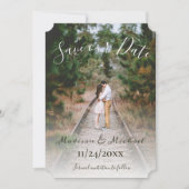 シンプル写真エレガントセーブ・ザ・デート案内 招待状 (正面)