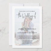 シンプル写真エレガントターコイズQRコードRSVP海 招待状 (正面)