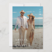 シンプル写真エレガントビーチ結婚式 招待状 (正面)