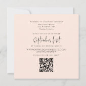 シンプル写真エレガントミニマルQRコードRSVPコーラル 招待状 (裏面)