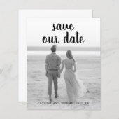 シンプル写真エレガント予算の結婚式の日付の保存 (正面/裏面)