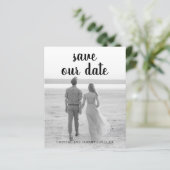 シンプル写真エレガント予算の結婚式の日付の保存 (スタンド正面)