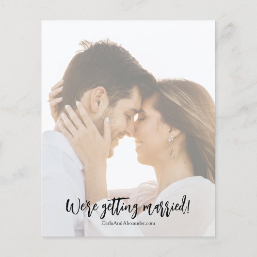 シンプル写真エレガント予算の結婚式の日付の保存 (裏面)